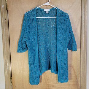 💜CJ Banks Crochet Cardigan Size X